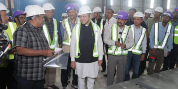 Railway Minister Ashwini Vaishnaw inspects bullet train track slab manufacturing factory in Gujarat