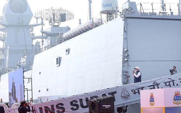 PM Modi dedicates frontline naval combatants INS Surat, INS Nilgiri & INS Vaghsheer to the nation