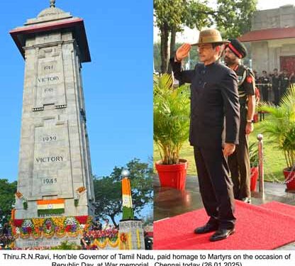 TN Governor, Defence Forces Senior Officers lay wreath at Victory War Memorial on Republic Day