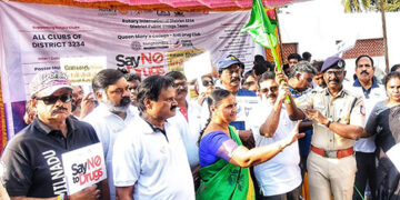 Rotary Intl Dist 3234 & Queen Mary’s College hold Sanghamitra ‘Peace Walk’ to combat drug addiction