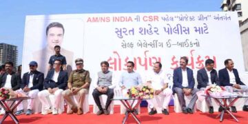 AM/NS India hands over 25 self-balancing e-bikes to Surat Police under its ‘Project Green’ initiative