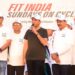 Mansukh Mandaviya participates in ‘Fit India Sunday on Cycle’ campaign at Sabarmati Riverfront in Ahmedabad