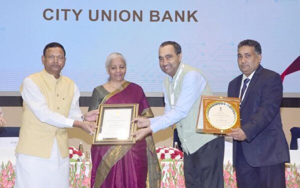 City Union Bank receives Digital Payments award from Union Finance Minister