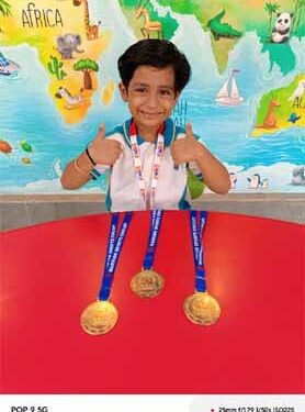 Apollo Juniors’ Inaaya secures a hat-trick of gold medals in Girls Quad Roller Skates – Under 6