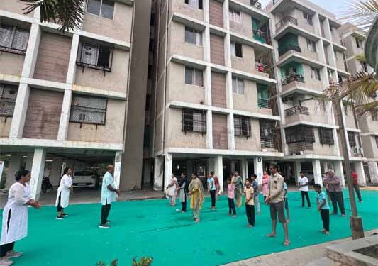 Kalorex Future School East Ahmedabad holds International Yoga Day at Astha Vihar Society, Barejdi