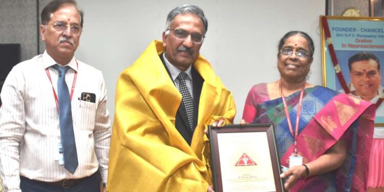 SRIHER VC & Medical Dean fete Dr. Sanjay Behari for his pioneering service to healthcare