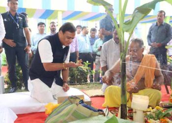 Assam CM Dr Sarma performs Bhoomi Poojan for expansion of Purabi Dairy plant at Panjabari