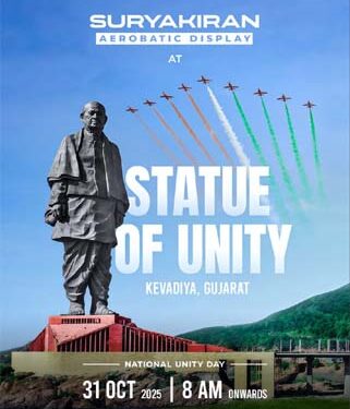 Suryakiran Aerobatic Team to dazzle skies over Statue of Unity on National Unity Day