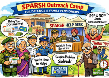 SPARSH Outreach Camp for Defence & Family Pensioners in Ahmedabad Cantonment on Dec 29-30