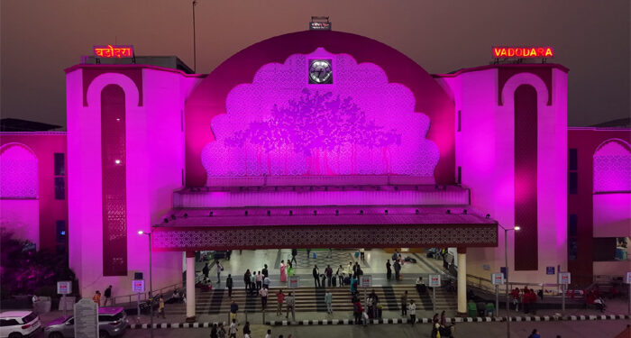Pink at the platform, hope on track: Vadodara Railway Station turns beacon for cancer awareness
