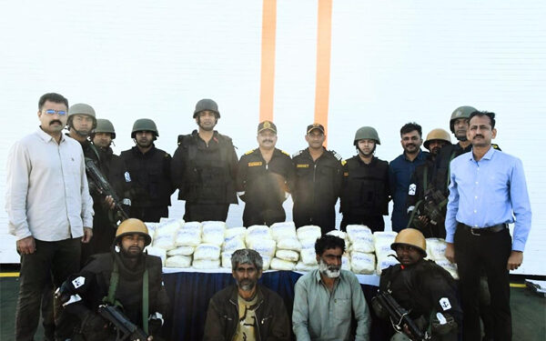 Midnight maritime strike: ICG, Gujarat ATS bust high-seas drug run; 203 kg crystalline narcotics seized near IMBL