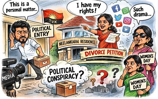 Women’s Day storm: Vijay–Sangeeta legal row sparks political buzz ahead of TVK’s poll debut