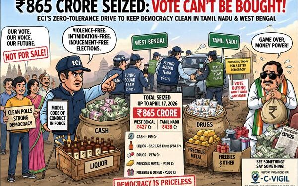 ₹865 crore seized: Poll Watchdogs crack down on cash, liquor & inducements in TN and WB