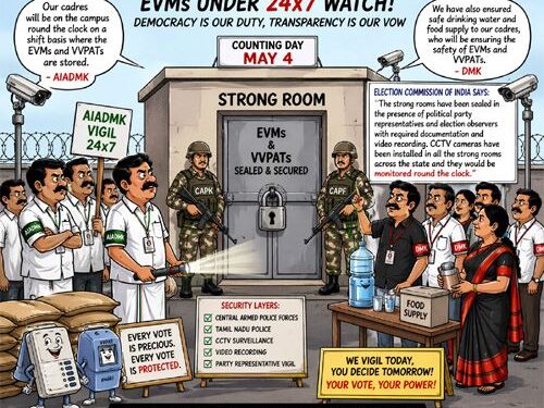 EVMs under 24×7 watch: Parties deploy cadres as ECI locks down strong rooms in TN