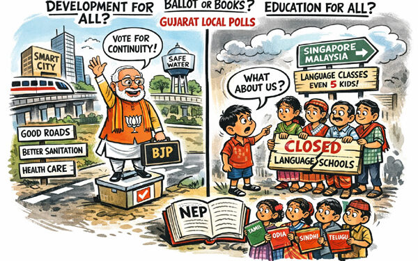 Ballot beyond brooms & roads: Can Gujarat balance political continuity with inclusive education for migrants?