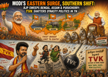 Modi’s Eastern Surge, Southern Shift: BJP sweeps Bengal, Assam & Puducherry; TVK shatters dynasty politics in TN