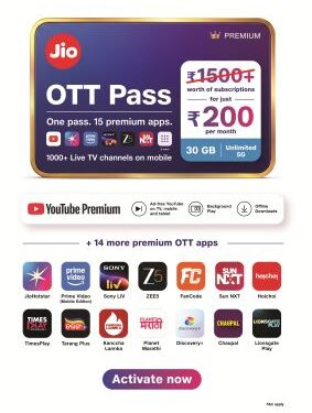 Jio Bets Big on India’s Streaming Boom with ₹200 OTT Pass Bundling 15 Premium Platforms and Unlimited 5G
