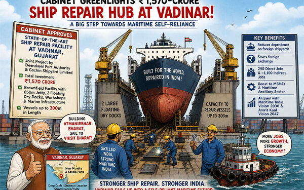 Cabinet greenlights ₹1,570-cr ship repair hub at Vadinar; India charts new course in maritime self-reliance