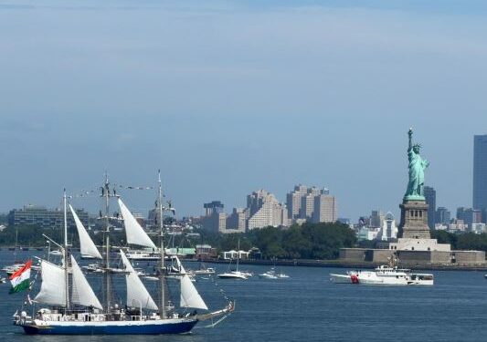 Tricolour commands the Hudson: INS Sudarshini showcases India’s maritime legacy at New York’s Sail4th 250