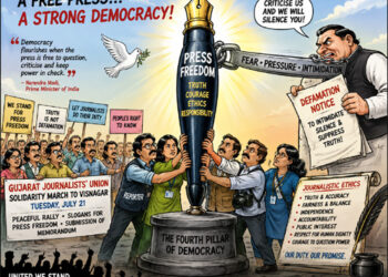 Stand up for the Fourth Pillar: Gujarat Journalists’ Union rallies to defend press freedom, democratic accountability