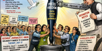 Stand up for the Fourth Pillar: Gujarat Journalists’ Union rallies to defend press freedom, democratic accountability