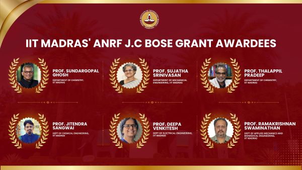 IIT Madras strikes gold: Six professors win India’s prestigious ANRF J.C. Bose Grants