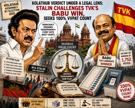 Kolathur verdict under a legal lens: Stalin challenges TVK’s Babu win, seeks 100% VVPAT count