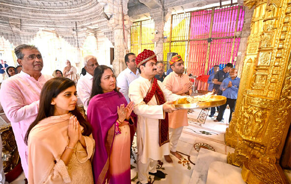 Faith, gratitude and seva: Adani family seeks blessings at Mahudi Jain Temple
