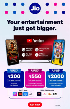 Jio turns every recharge into an entertainment fountain with new 3-month, annual OTT passes