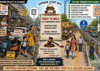 Gujarat’s footpaths: Where walkers’ fundamental right collides with a parking-and-encroachment reality