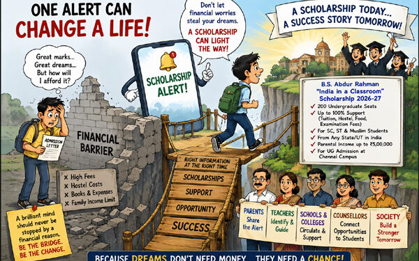 When money becomes the only barrier to merit, a scholarship can change a life of SC, ST & Muslim students