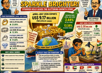 India’s jewellery exports sparkle brighter: Studded gold surges 21% to power $9.17-bn gem trade