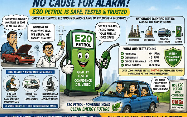 No cause for alarm: OMCs confirm E20 petrol meets quality norms after scientific testing
