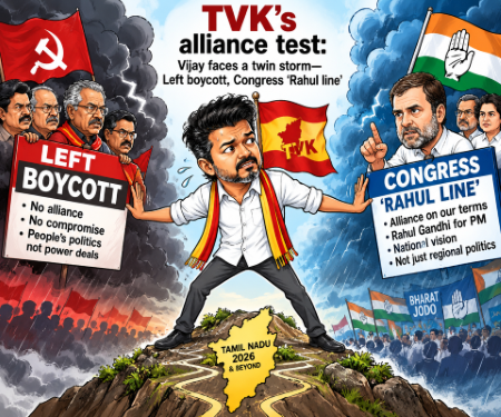 TVK’s alliance test: Vijay faces a twin storm—Left boycott, Congress ‘Rahul line’